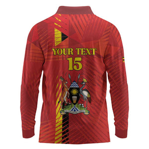 Custom Uganda Football Long Sleeve Polo Shirt Go Champions Cranes - African Pride