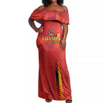 Custom Uganda Football Off Shoulder Maxi Dress Go Champions Cranes - African Pride