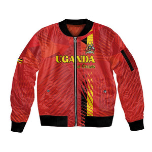 Custom Uganda Football Sleeve Zip Bomber Jacket Go Champions Cranes - African Pride