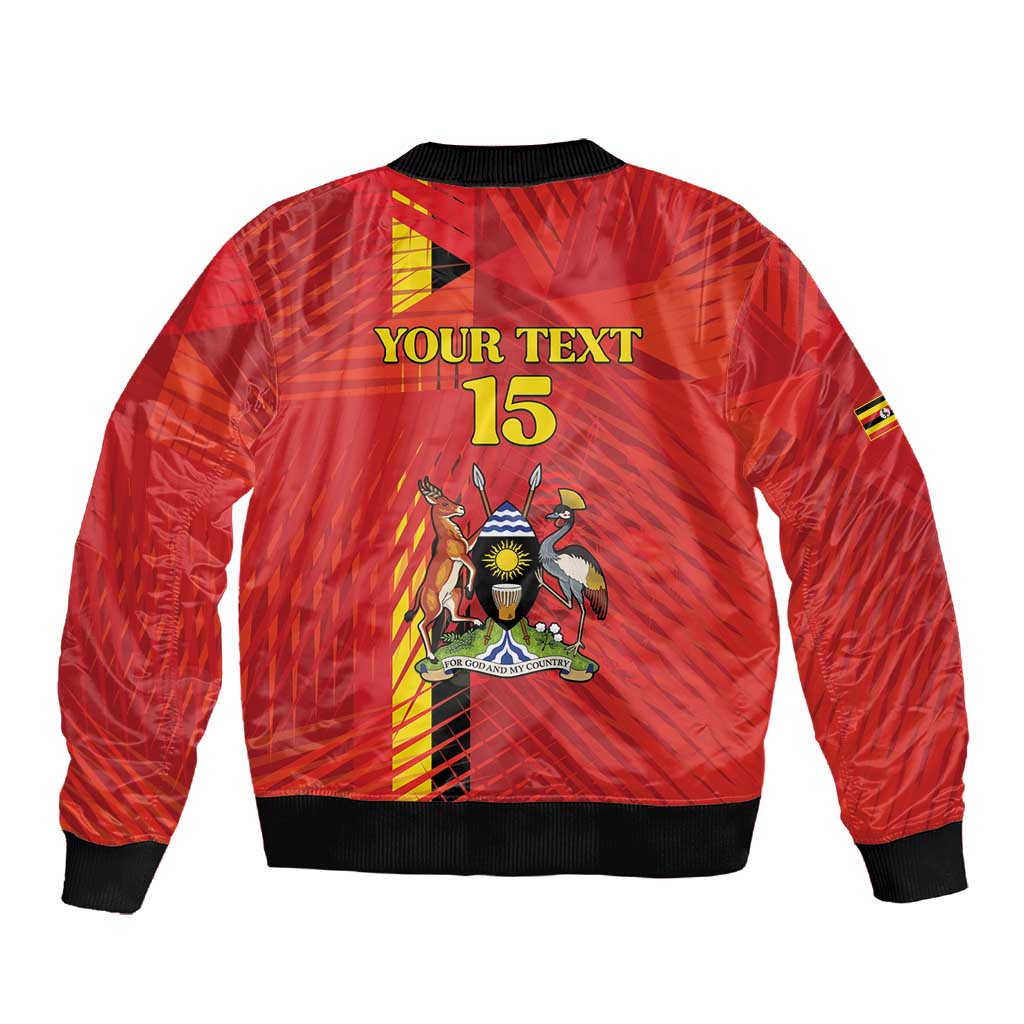 Custom Uganda Football Sleeve Zip Bomber Jacket Go Champions Cranes - African Pride