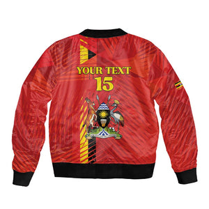 Custom Uganda Football Sleeve Zip Bomber Jacket Go Champions Cranes - African Pride
