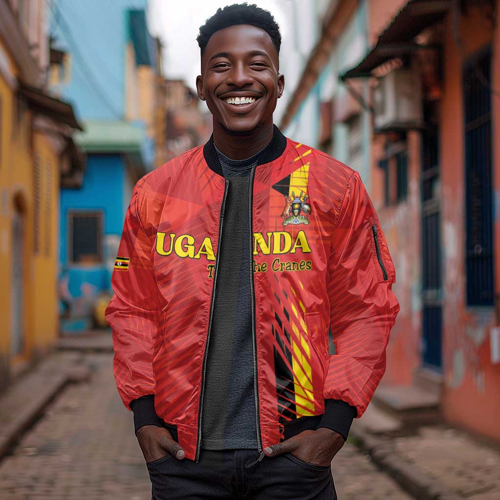 Custom Uganda Football Sleeve Zip Bomber Jacket Go Champions Cranes - African Pride