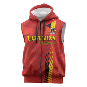 Custom Uganda Football Sleeveless Zip Hoodie Go Champions Cranes - African Pride
