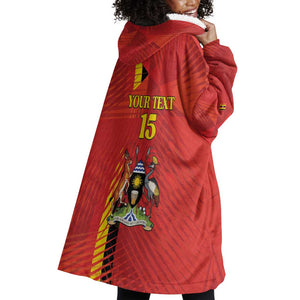 Custom Uganda Football Wearable Blanket Hoodie Go Champions Cranes - African Pride