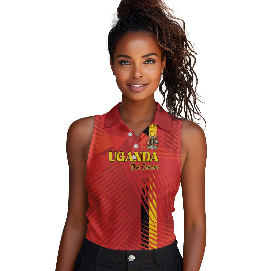 Custom Uganda Football Women Sleeveless Polo Shirt Go Champions Cranes - African Pride