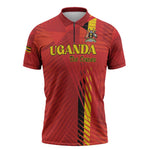 Custom Uganda Football Zipper Polo Shirt Go Champions Cranes - African Pride