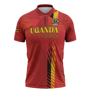 Custom Uganda Football Zipper Polo Shirt Go Champions Cranes - African Pride