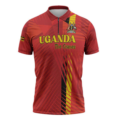 Custom Uganda Football Zipper Polo Shirt Go Champions Cranes - African Pride