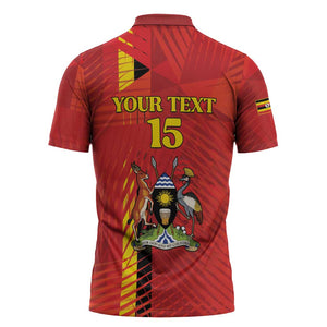 Custom Uganda Football Zipper Polo Shirt Go Champions Cranes - African Pride