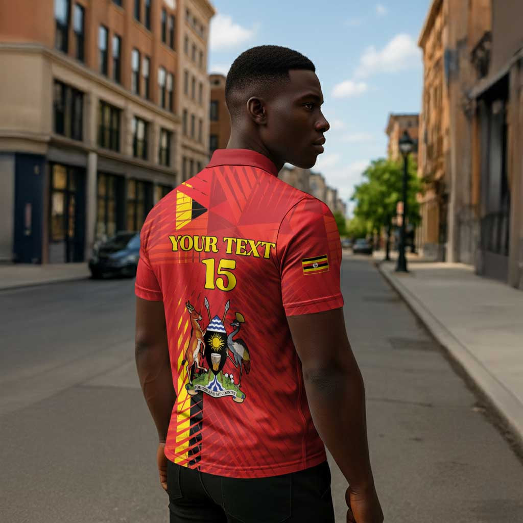 Custom Uganda Football Zipper Polo Shirt Go Champions Cranes - African Pride