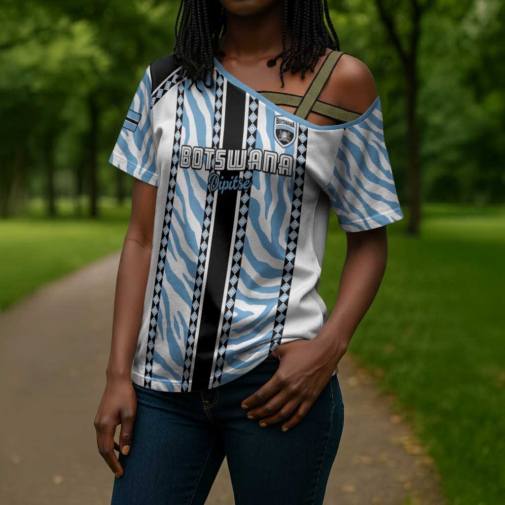 Custom Botswana Football Cross Shoulder Shirt Botswana Rising Again - Black - African Pride