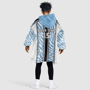 Custom Botswana Football Kid Wearable Blanket Hoodie Botswana Rising Again - Black - African Pride