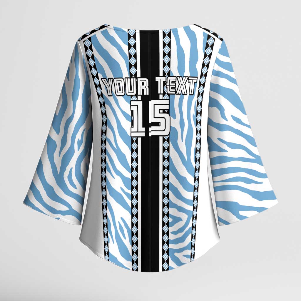 Custom Botswana Football Kimono Sleeve Blouse Botswana Rising Again - Black - African Pride