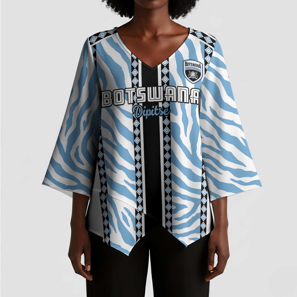 Custom Botswana Football Kimono Sleeve Blouse Botswana Rising Again - Black - African Pride