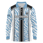 Custom Botswana Football Long Sleeve Polo Shirt Botswana Rising Again - Black - African Pride
