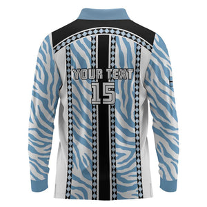 Custom Botswana Football Long Sleeve Polo Shirt Botswana Rising Again - Black - African Pride