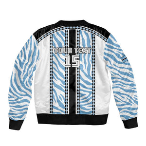 Custom Botswana Football Sleeve Zip Bomber Jacket Botswana Rising Again - Black - African Pride
