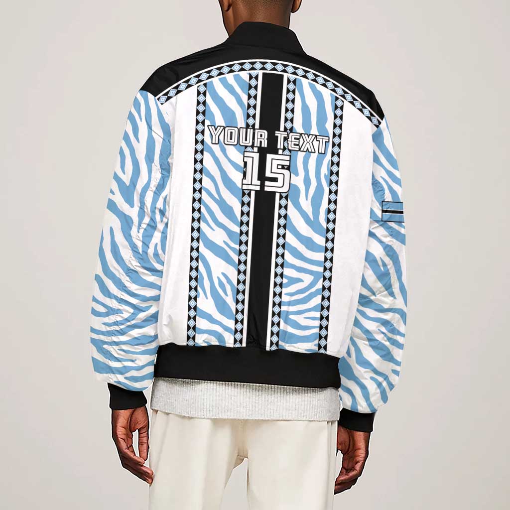 Custom Botswana Football Sleeve Zip Bomber Jacket Botswana Rising Again - Black - African Pride