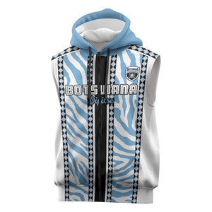 Custom Botswana Football Sleeveless Zip Hoodie Botswana Rising Again - Black - African Pride