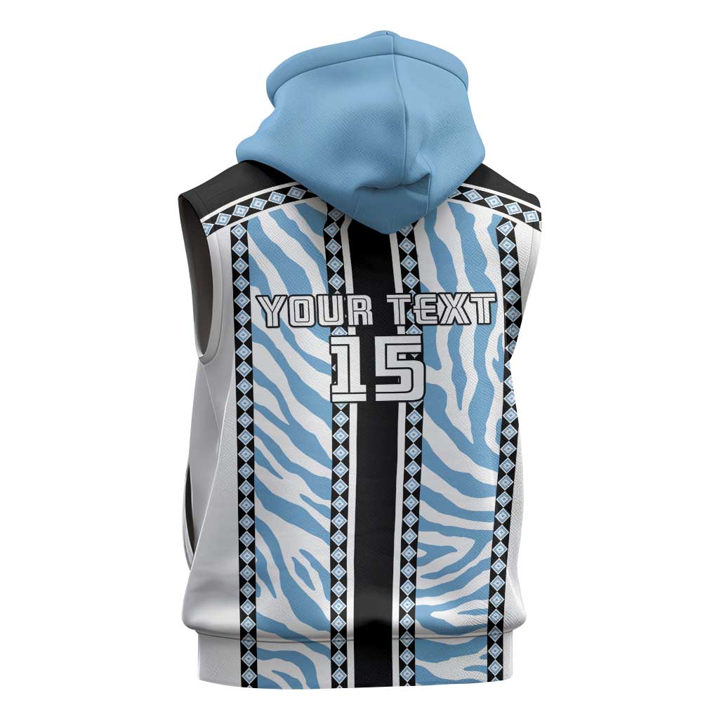 Custom Botswana Football Sleeveless Zip Hoodie Botswana Rising Again - Black - African Pride