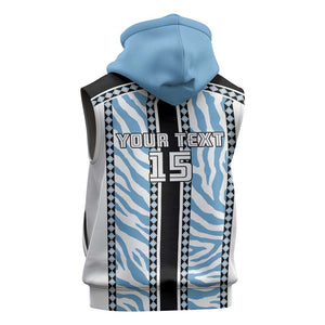 Custom Botswana Football Sleeveless Zip Hoodie Botswana Rising Again - Black - African Pride