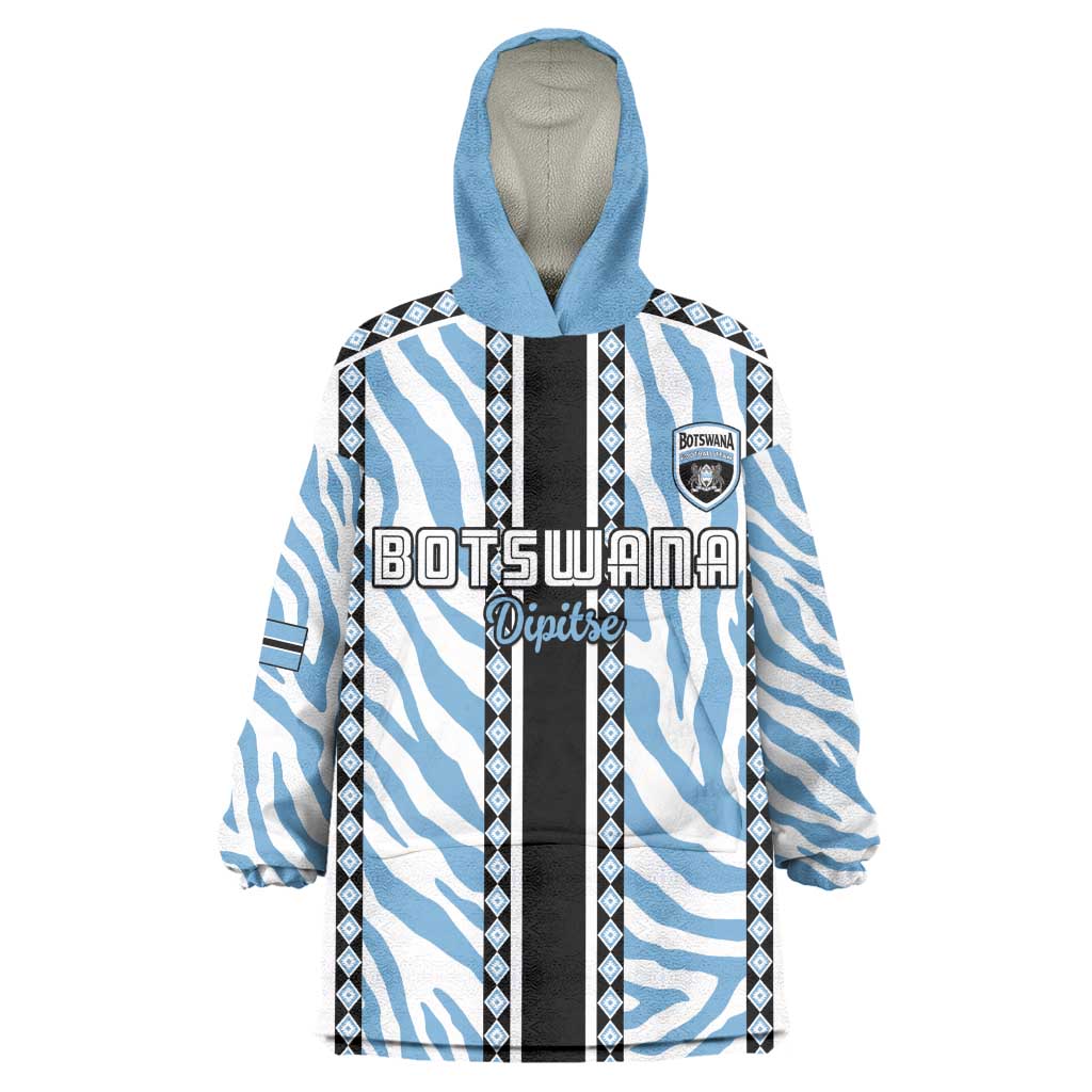 Custom Botswana Football Wearable Blanket Hoodie Botswana Rising Again - Black - African Pride