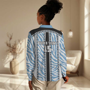Custom Botswana Football Women Casual Shirt Botswana Rising Again - Black - African Pride