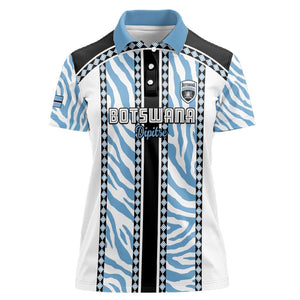 Custom Botswana Football Women Polo Shirt Botswana Rising Again - Black - African Pride