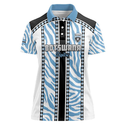 Custom Botswana Football Women Polo Shirt Botswana Rising Again - Black - African Pride