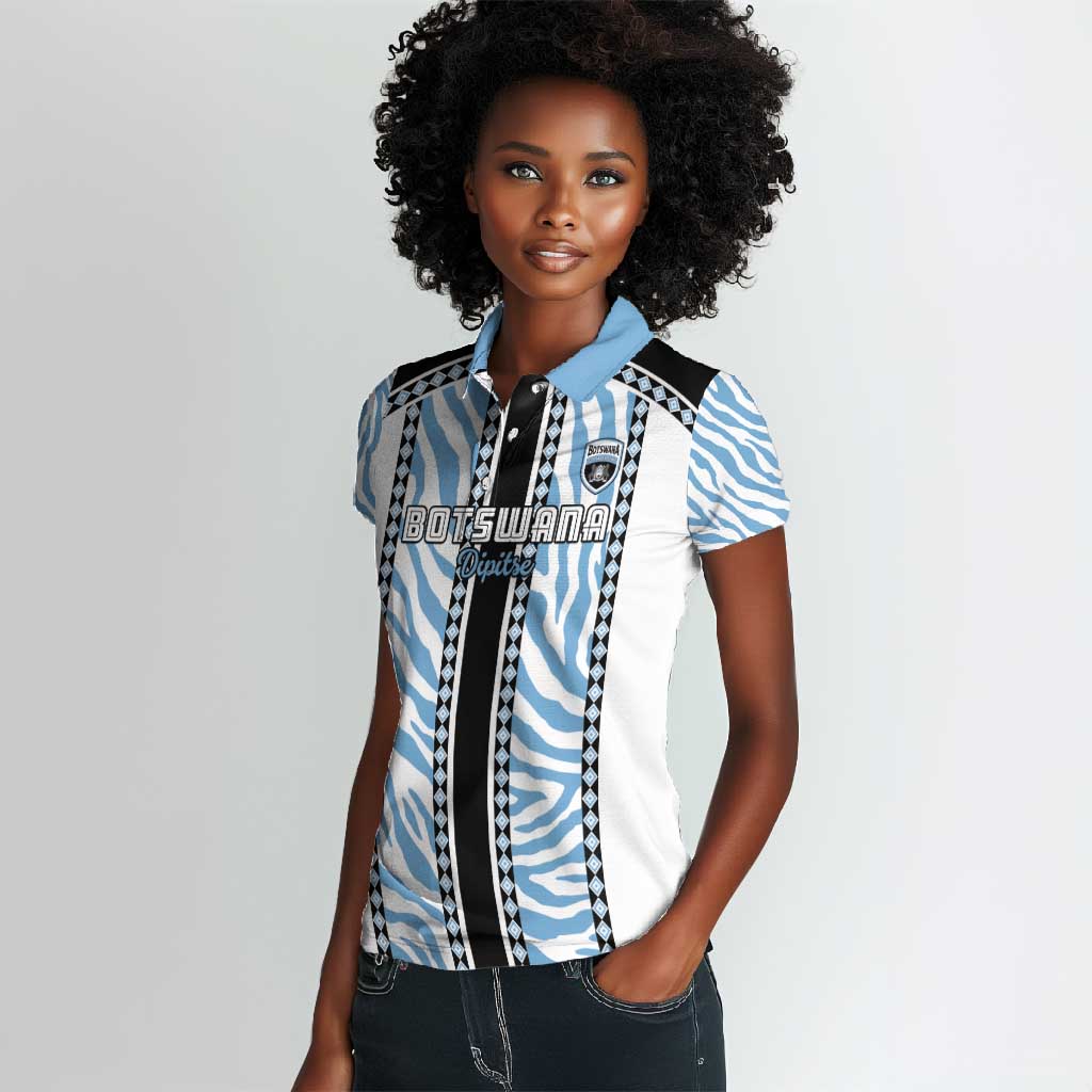 Custom Botswana Football Women Polo Shirt Botswana Rising Again - Black - African Pride