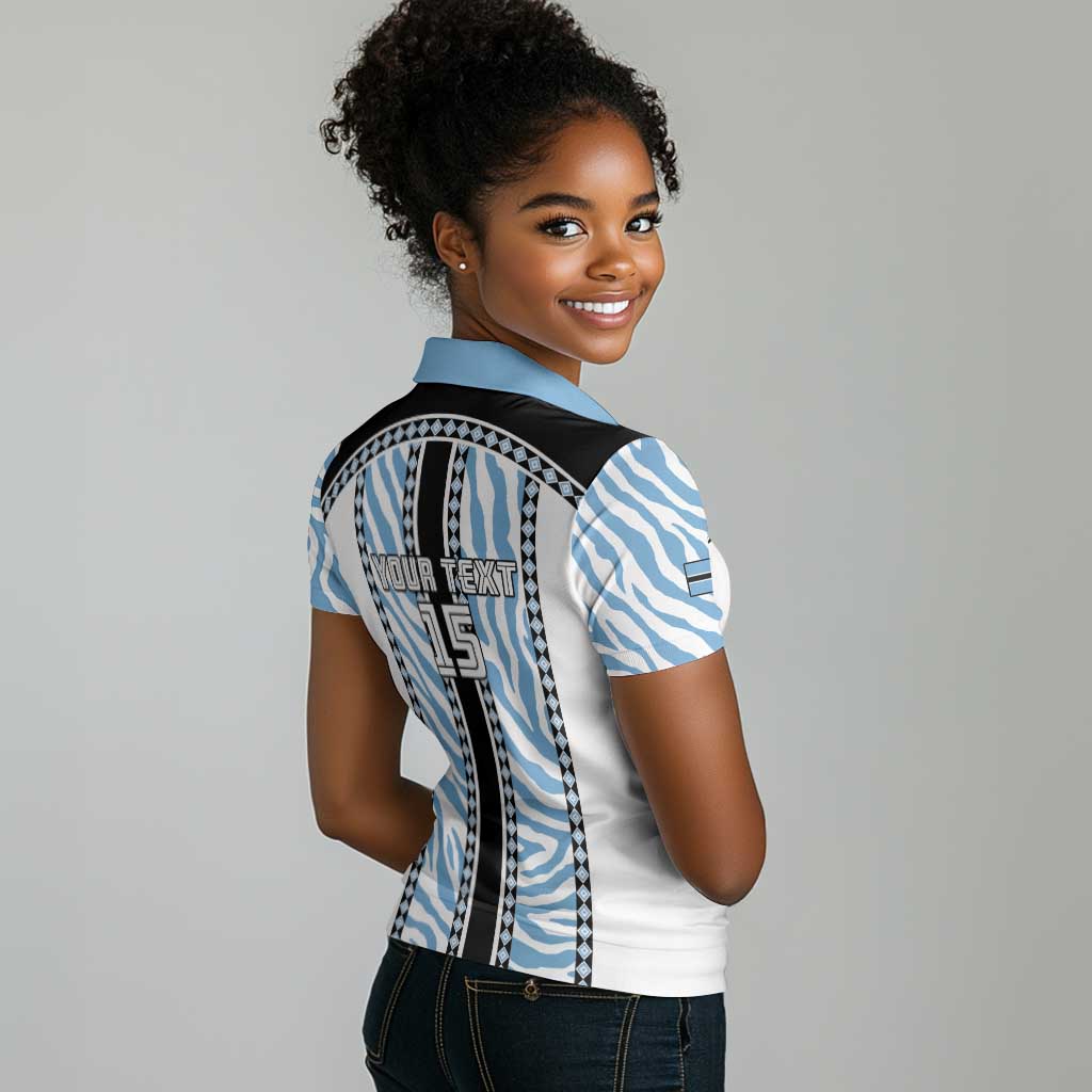 Custom Botswana Football Women Polo Shirt Botswana Rising Again - Black - African Pride