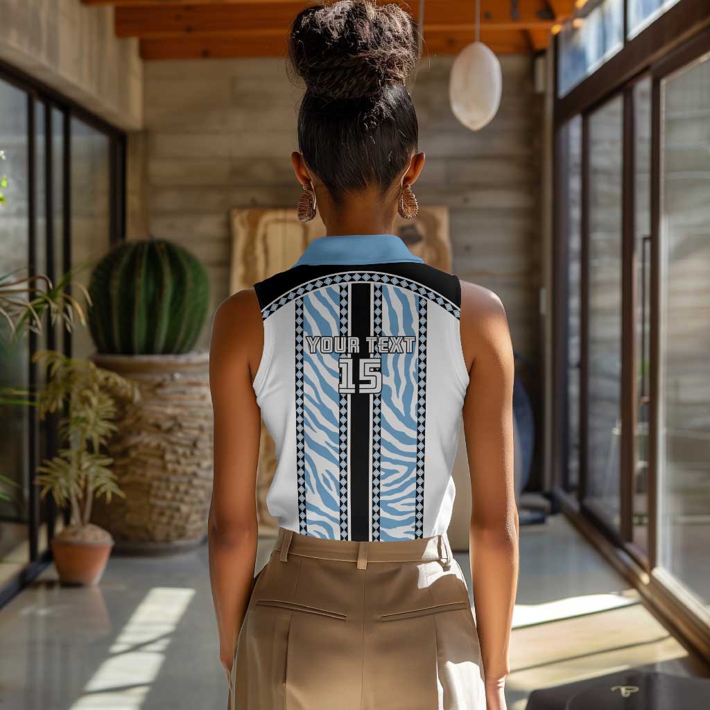 Custom Botswana Football Women Sleeveless Polo Shirt Botswana Rising Again - Black - African Pride