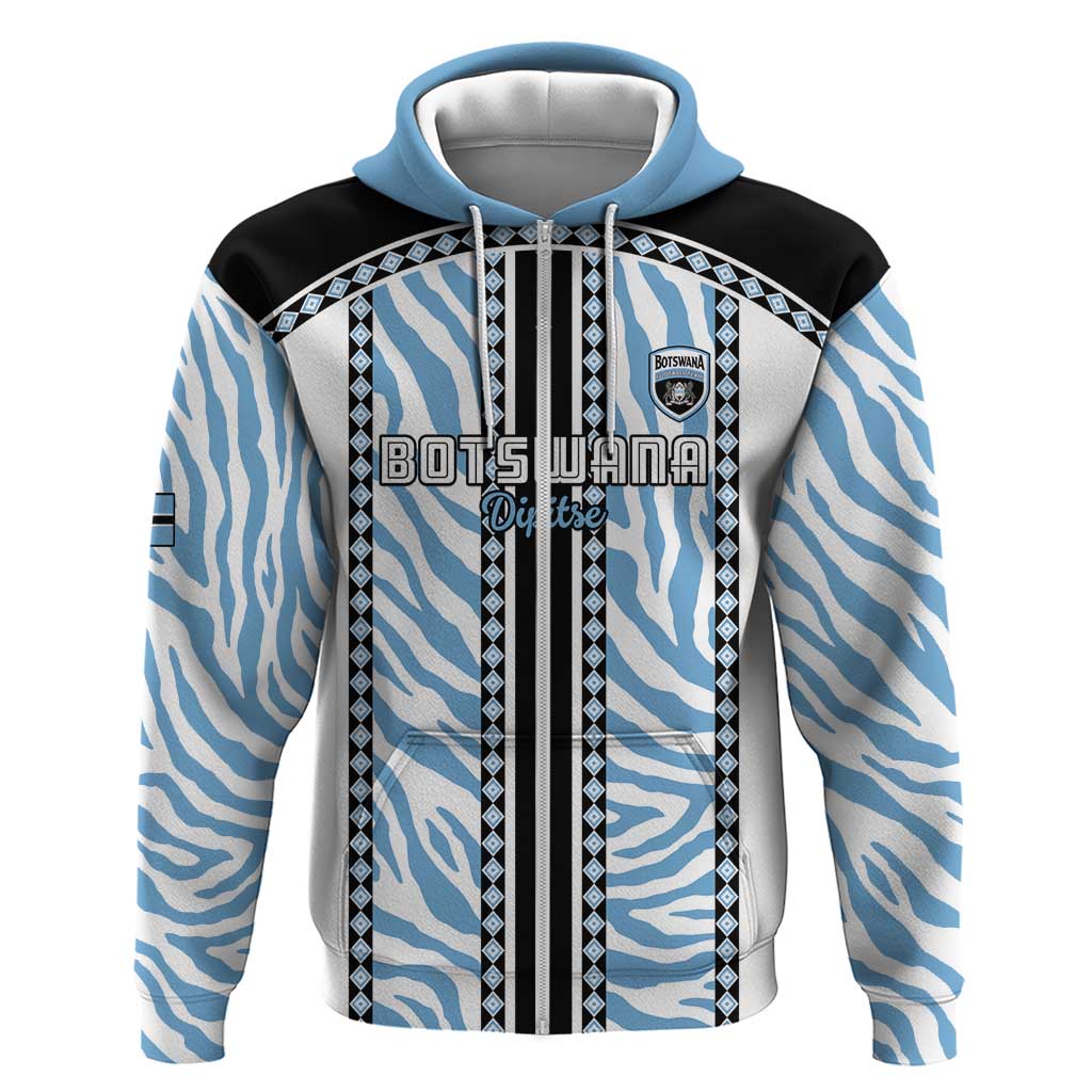 Custom Botswana Football Zip Hoodie Botswana Rising Again - Black - African Pride