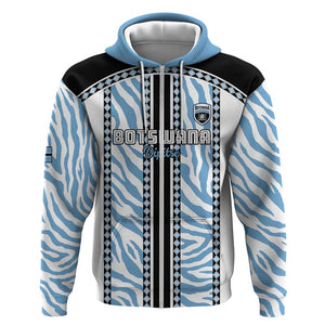 Custom Botswana Football Zip Hoodie Botswana Rising Again - Black - African Pride