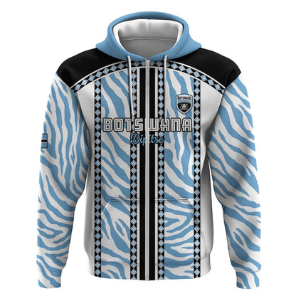 Custom Botswana Football Zip Hoodie Botswana Rising Again - Black - African Pride