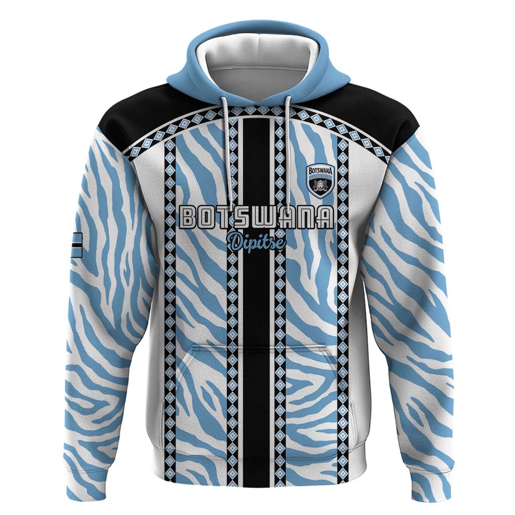 Custom Botswana Football Zip Hoodie Botswana Rising Again - Black - African Pride
