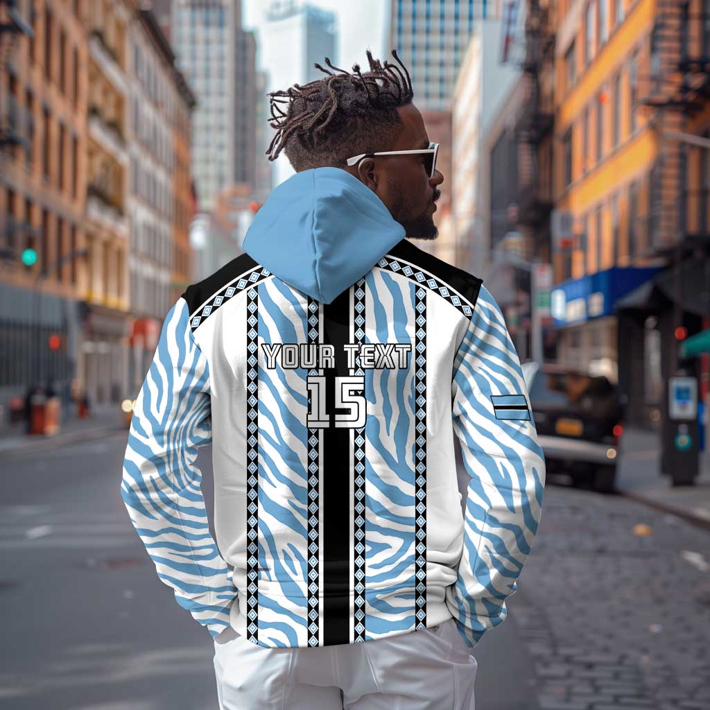 Custom Botswana Football Zip Hoodie Botswana Rising Again - Black - African Pride