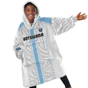 Custom Botswana Football Kid Wearable Blanket Hoodie Botswana Rising Again - Blue - African Pride