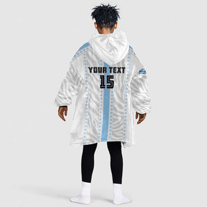 Custom Botswana Football Kid Wearable Blanket Hoodie Botswana Rising Again - Blue - African Pride