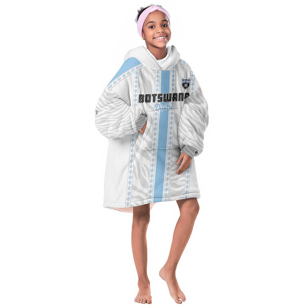 Custom Botswana Football Kid Wearable Blanket Hoodie Botswana Rising Again - Blue - African Pride