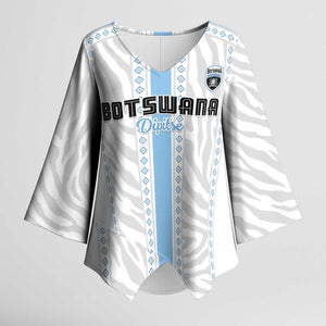 Custom Botswana Football Kimono Sleeve Blouse Botswana Rising Again - Blue - African Pride