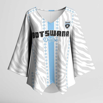 Custom Botswana Football Kimono Sleeve Blouse Botswana Rising Again - Blue - African Pride