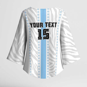 Custom Botswana Football Kimono Sleeve Blouse Botswana Rising Again - Blue - African Pride