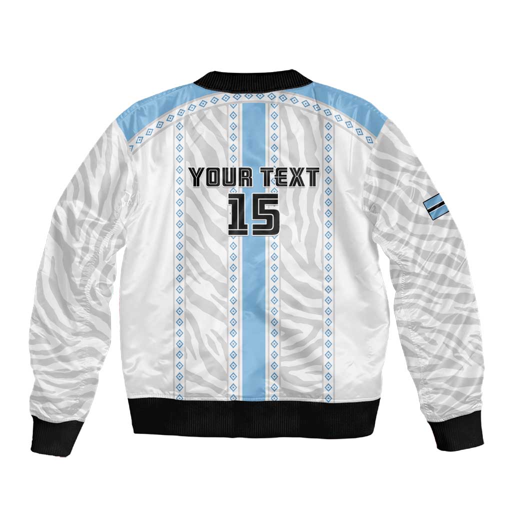 Custom Botswana Football Sleeve Zip Bomber Jacket Botswana Rising Again - Blue - African Pride