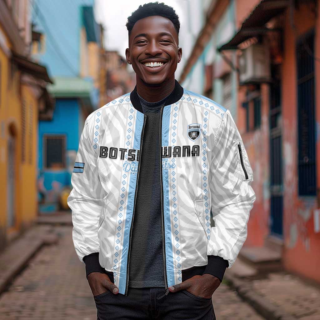 Custom Botswana Football Sleeve Zip Bomber Jacket Botswana Rising Again - Blue - African Pride