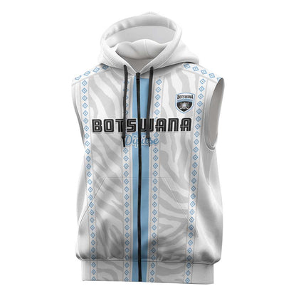 Custom Botswana Football Sleeveless Zip Hoodie Botswana Rising Again - Blue - African Pride