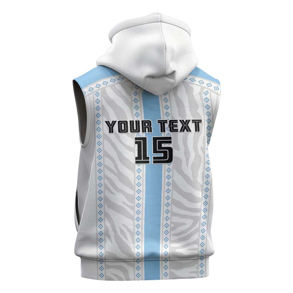 Custom Botswana Football Sleeveless Zip Hoodie Botswana Rising Again - Blue - African Pride
