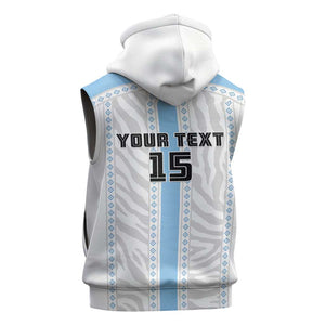 Custom Botswana Football Sleeveless Zip Hoodie Botswana Rising Again - Blue - African Pride
