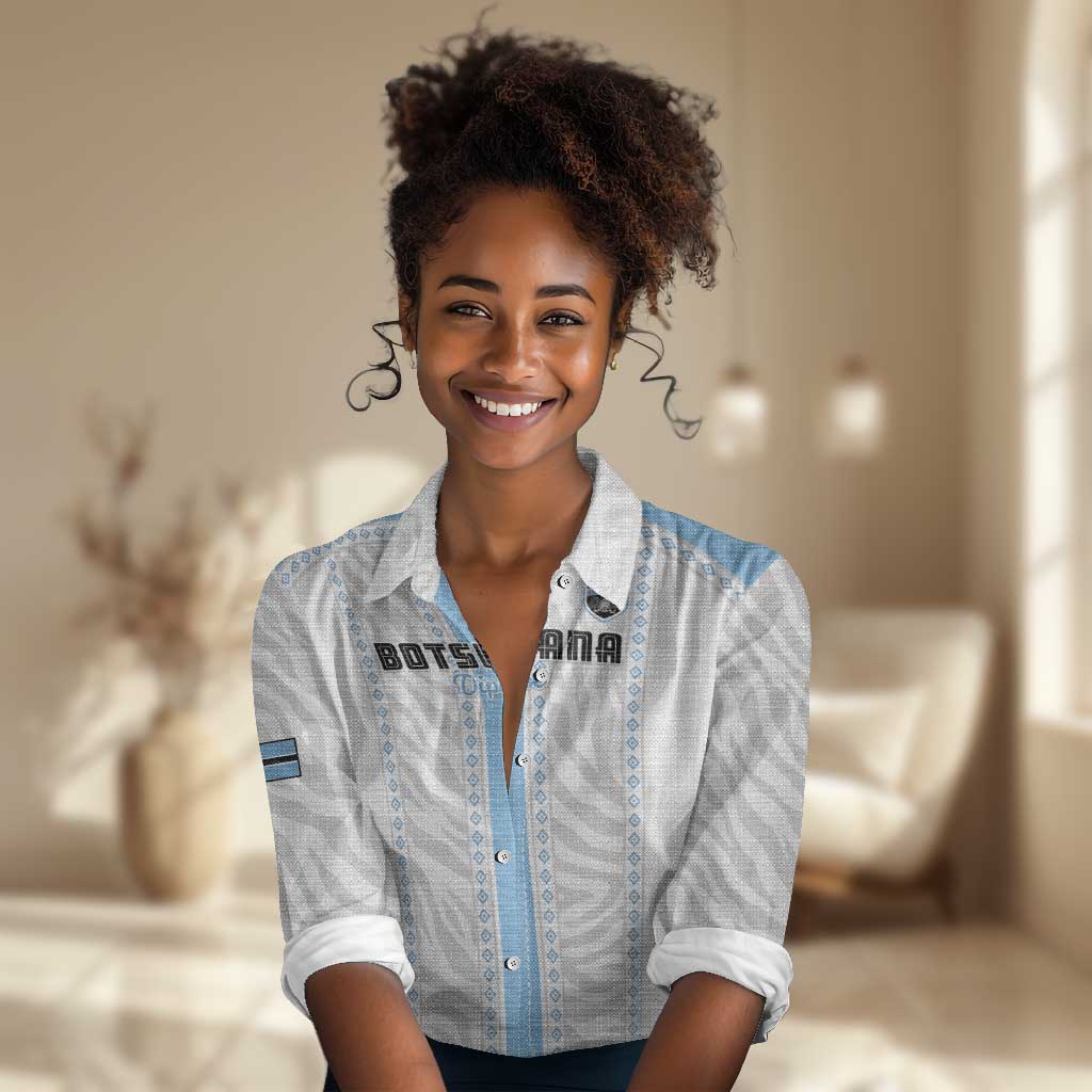 Custom Botswana Football Women Casual Shirt Botswana Rising Again - Blue - African Pride