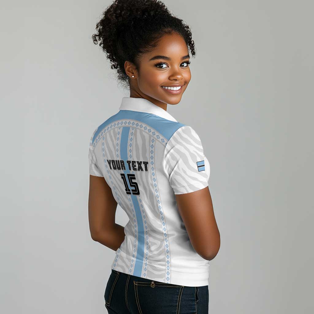 Custom Botswana Football Women Polo Shirt Botswana Rising Again - Blue - African Pride